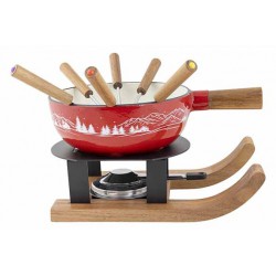 Aspen Fondue Set Savooise & Bourgondische Stijl Ski Gietijzer Geëmaill