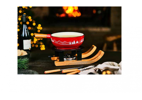 Aspen Fondue Set Savooise & Bourgondische Stijl Ski Gietijzer Geëmaill