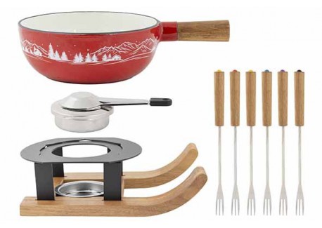 Aspen Service à Fondue Savoyarde et Bourguignonne Ski Fonte Emaillée R