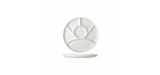 Assiette à Fondue Bourguignonne en Porcelaine 6 Compartiments 24 cm Bl