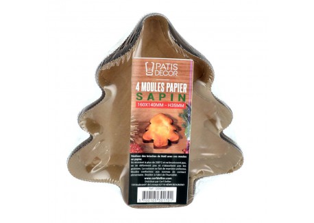 Moule de Cuisson en Papier pour Brioche et Cake Sapin de Noël 4 Pcs -D