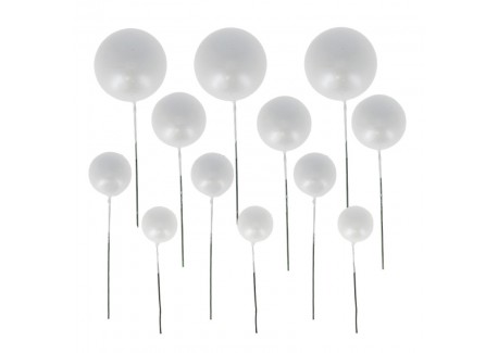 Witte Bal Taartdecoratie 12 stuks