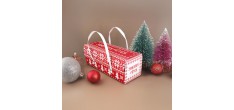 Boîte à Bûche ou Cake avec Poignées Rouge et Blanc Noël 30x11x11 cm -D