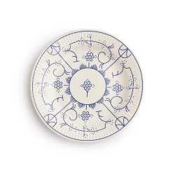 Copenhague Assiette Plate Céramique Email Brillant Blanc Crème et Bleu