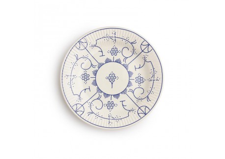 Copenhague Keramisch Bord Glanzend Emaille Crème Wit en Blauw 21cm