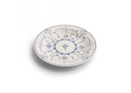 Copenhague Keramisch Bord Glanzend Emaille Crème Wit en Blauw 21cm
