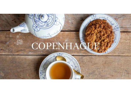 Copenhague Keramisch Bord Glanzend Emaille Crème Wit en Blauw 21cm