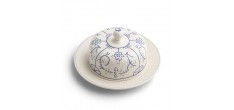 Copenhague Ronde Botervloot Keramiek Glanzend Emaille Wit Crème Blauw