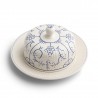 Zie dia Copenhague Ronde Botervloot Keramiek Glanzend Emaille Wit Crème Blauw