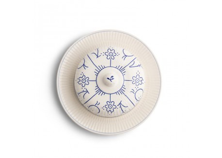 Copenhague Ronde Botervloot Keramiek Glanzend Emaille Wit Crème Blauw