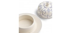 Copenhague Ronde Botervloot Keramiek Glanzend Emaille Wit Crème Blauw