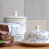 Zie dia Copenhague Ronde Botervloot Keramiek Glanzend Emaille Wit Crème Blauw