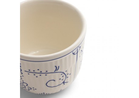 Copenhague Keramische Mok Glanzend Emaille Crème Wit Blauw met Handvat