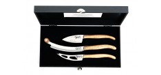 Luxury Line Coffret Couteaux à Fromage Manche Bois Olivier 3 Pcs 