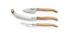 Luxury Line Coffret Couteaux à Fromage Manche Bois Olivier 3 Pcs 