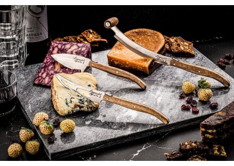 Luxury Line Coffret Couteaux à Fromage Manche Bois Olivier 3 Pcs 
