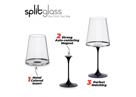 Splitglass Blauw Magnetische Champagnefluit/Glas (Zonder Steel) 2 stuk