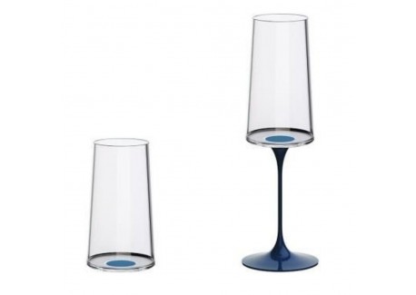 Splitglass Blauw Magnetische Champagnefluit/Glas (Zonder Steel) 2 stuk