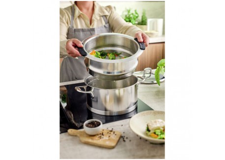 Specialties 5 Stapelbare Stoommand van RVS 20 cm met Afneembare Handgr