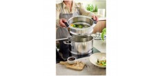 Specialties 5 Stapelbare Stoommand van RVS 24 cm met Afneembare Handgr