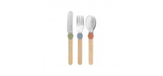 Le Petit Gourmet Set Couverts pour Enfant avec Clips Vert Corail Bleu