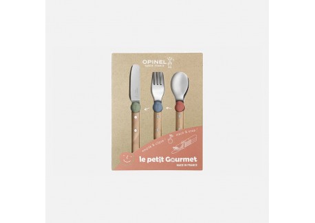 Le Petit Gourmet Set Couverts pour Enfant avec Clips Vert Corail Bleu
