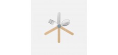 Le Petit Gourmet Set Couverts pour Enfant avec Clips Vert Corail Bleu