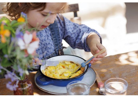 Le Petit Gourmet Set Couverts pour Enfant avec Clips Vert Corail Bleu