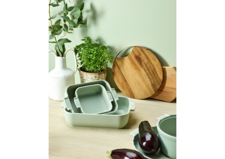 Appolia Plat à Four Céramique Rectangulaire 25x17 cm Vert Mat Sauge -N