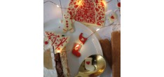 Moule de Transfert Chocolat Chablon Bûche et Décos Rouge Thème Noël -D