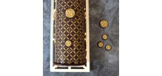Chocoladetransferblad met Goudkleurig Motief Kerststronk 28,5x19 cm 2