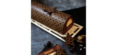 Chocoladetransferblad met Goudkleurig Motief Kerststronk 28,5x19 cm 2