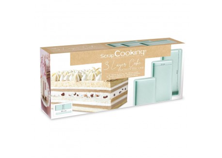 Moule Layer Cake et Génoise Silicone Rectangulaire 25x10 cm 3 pcs 