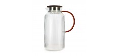 Karl Carafe à Eau/Thé en Verre Borosilicate Strié avec Couvercle en Bo