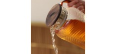 Karl Geribbelde Borosilicaatglazen Waterkaraf met Houten Deksel 2L