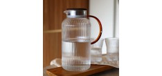 Karl Geribbelde Borosilicaatglazen Waterkaraf met Houten Deksel 2L