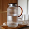 Zie dia Karl Geribbelde Borosilicaatglazen Waterkaraf met Houten Deksel 2L