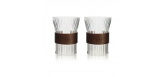 Karl Verre à Thé en Verre Borosilicate Strié et Bois 0,25 L Set 2 pcs