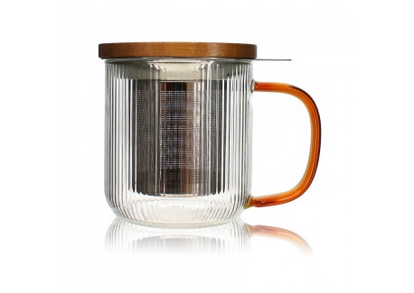 Karl Tasse à Thé avec Filtre Infuseur en Verre Borosilicate Strié 0,30