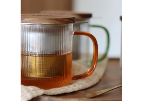 Karl Tasse à Thé avec Filtre Infuseur en Verre Borosilicate Strié 0,30
