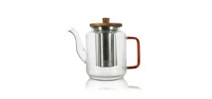 Karl Théière en Verre Borosilicate Strié avec Filtre Inox et Couvercle