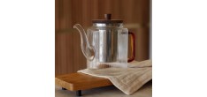 Karl Théière en Verre Borosilicate Strié avec Filtre Inox et Couvercle