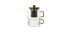 Karl Theepot met RVS filter 0,4 L + Geribbelde Borosilicaatglasbeker 0