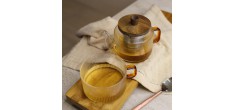 Karl Theepot met RVS filter 0,4 L + Geribbelde Borosilicaatglasbeker 0