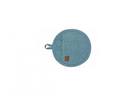 Stoff Manique Ronde Coton Chambray Chiné Bleu 20 cm 