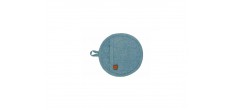 Stoff Manique Ronde Coton Chambray Chiné Bleu 20 cm 