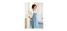 Stoff Tablier de Cuisine Homme/Femme Coton Chambray Chiné Bleu 