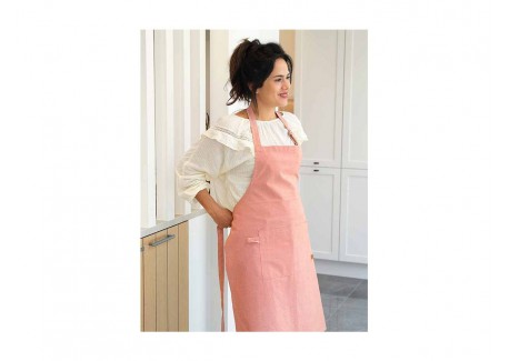 Stoff Tablier de Cuisine Homme/Femme Coton Chambray Chiné Terracotta -