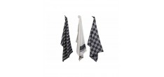 Stoff Set van 3 Antraciet Chambray Katoenen Theedoeken 50x70 cm