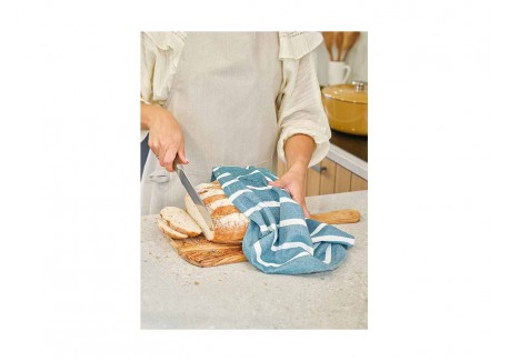 Stoff Set 3 Torchons Coton Chambray Bleu 50x70 cm 